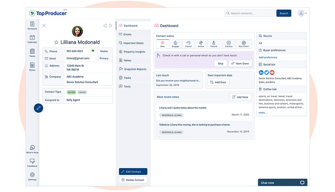 360° contact view in Top Producer® X