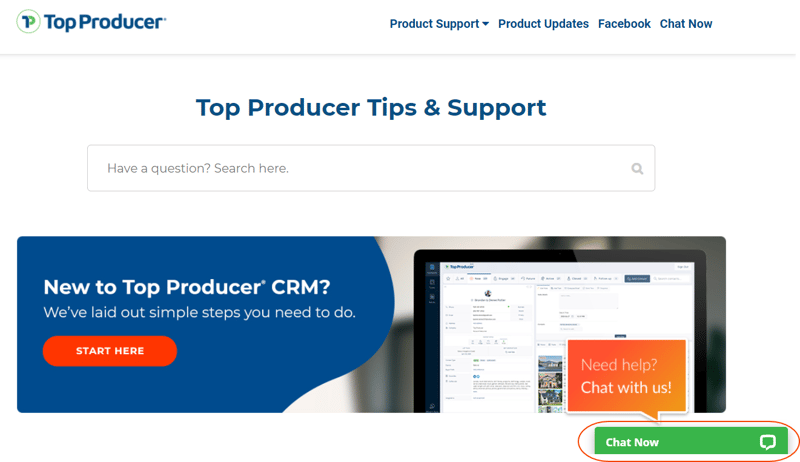 Chat on our Top Producer® Support site