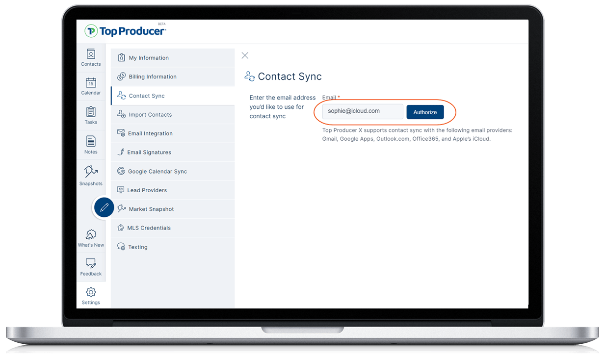 Contact Sync setup in Top Producer® X CRM