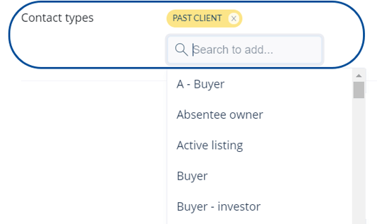 Use contact types to organize your real estate database