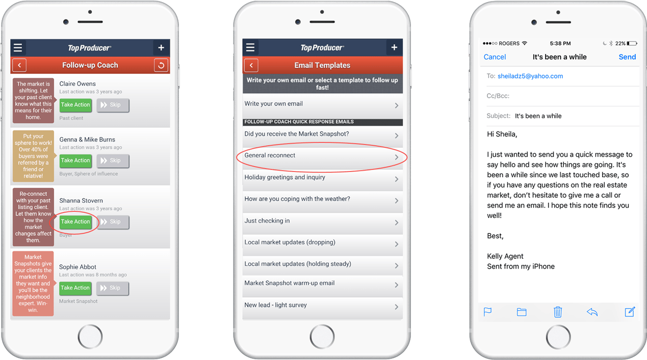 Use the Follow-up Coach to quickly follow up with clients in your Top Producer® database