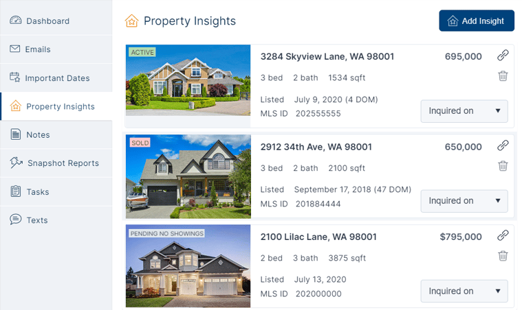 Property Insights in our new real estate CRM