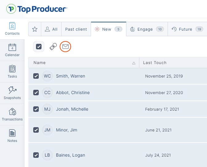 Group email in Top Producer X CRM