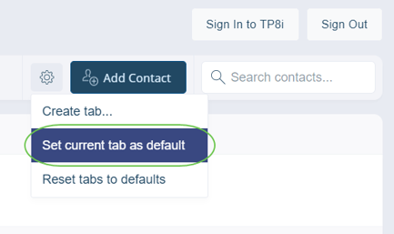 Set tab defaults