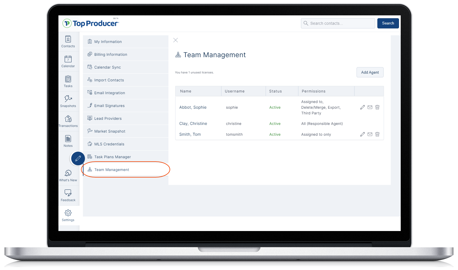 Data permissions to support real estate team management