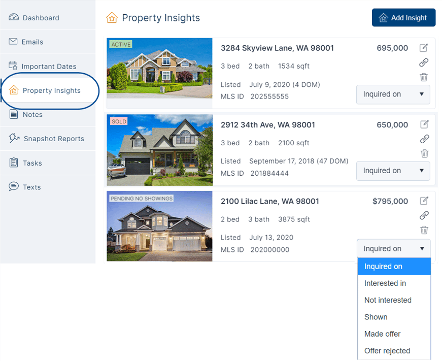 Track the real estate buyer journey with Property Insights
