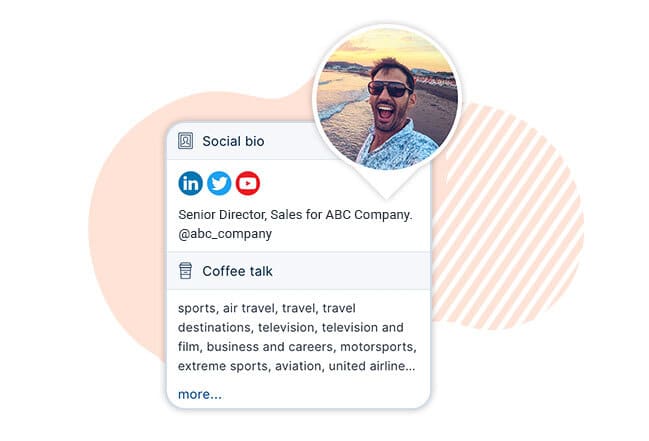 Image of Social Insights in Top Producer CRM with a photo of a man and his interests and other details