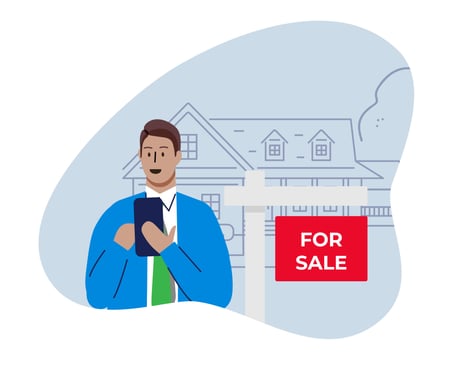 Photo of a real estate agent in front of a new listing