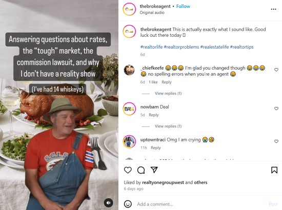 Example of The Broke Agent's Instagram