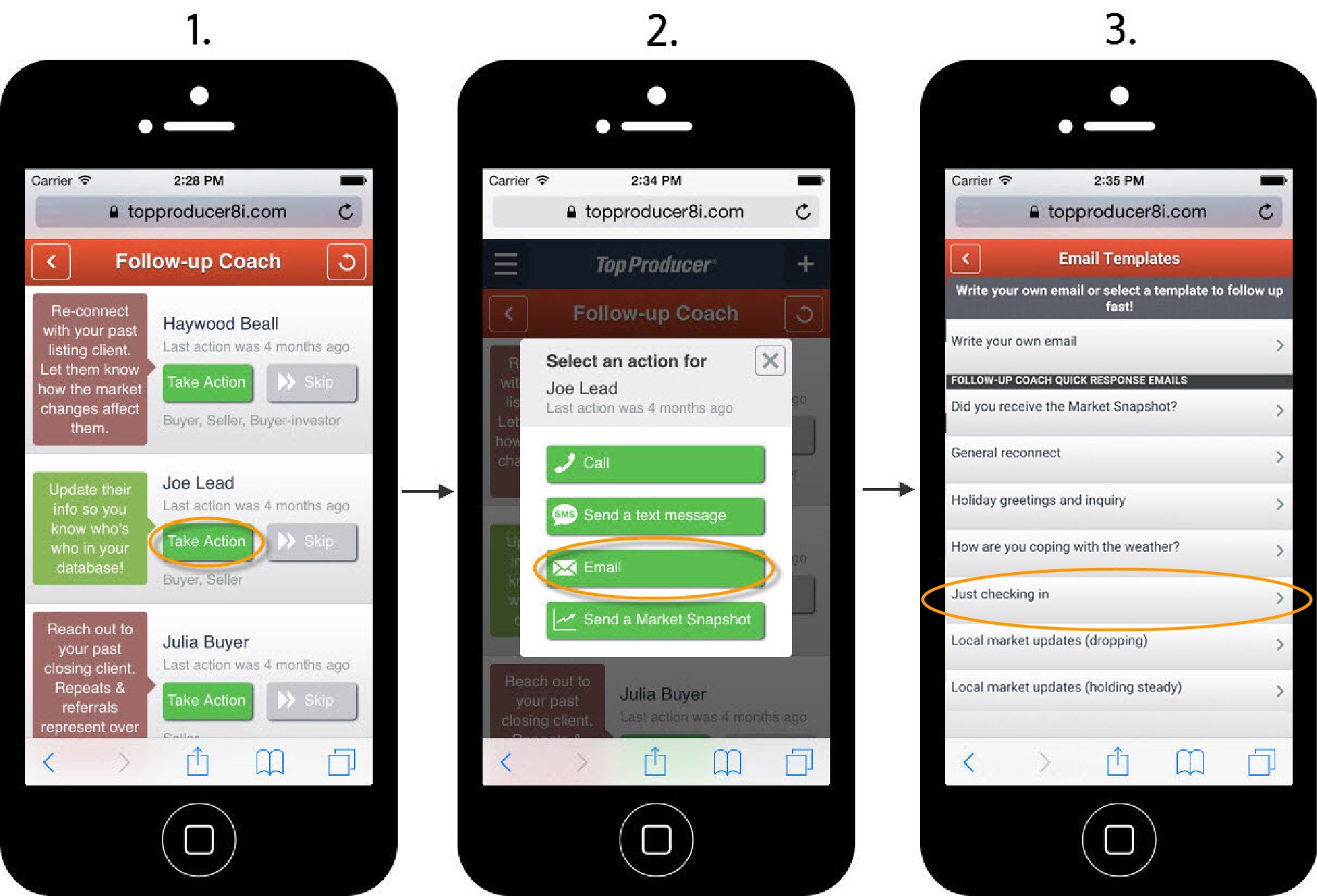 Sending the 9-word email to clients in Top Producer CRM