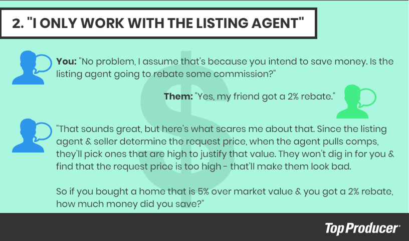 Script for I only work with the listing agent