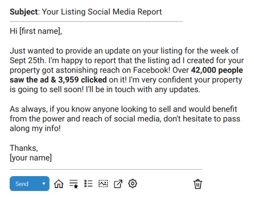 Real estate listing social media report