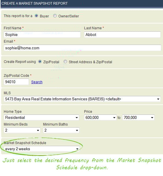 Selecting the market report frequency