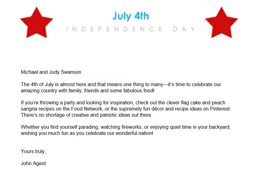 July 4th real estate email templates - celebrate
