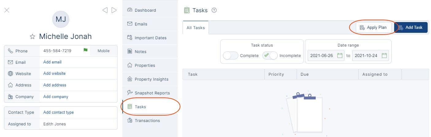 Add real estate drip email campaigns to your task plans