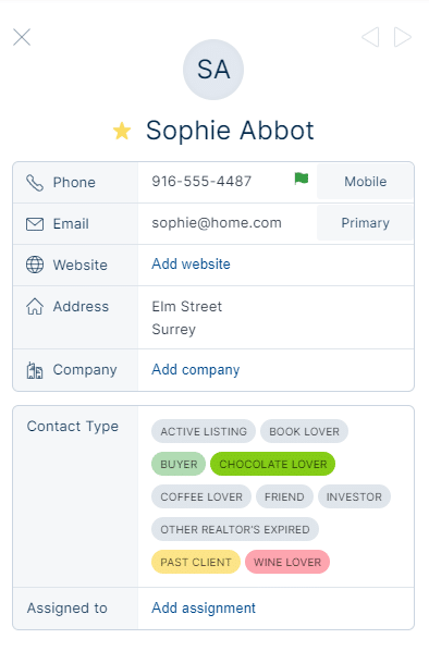 Contact type labels in Top Producer X CRM